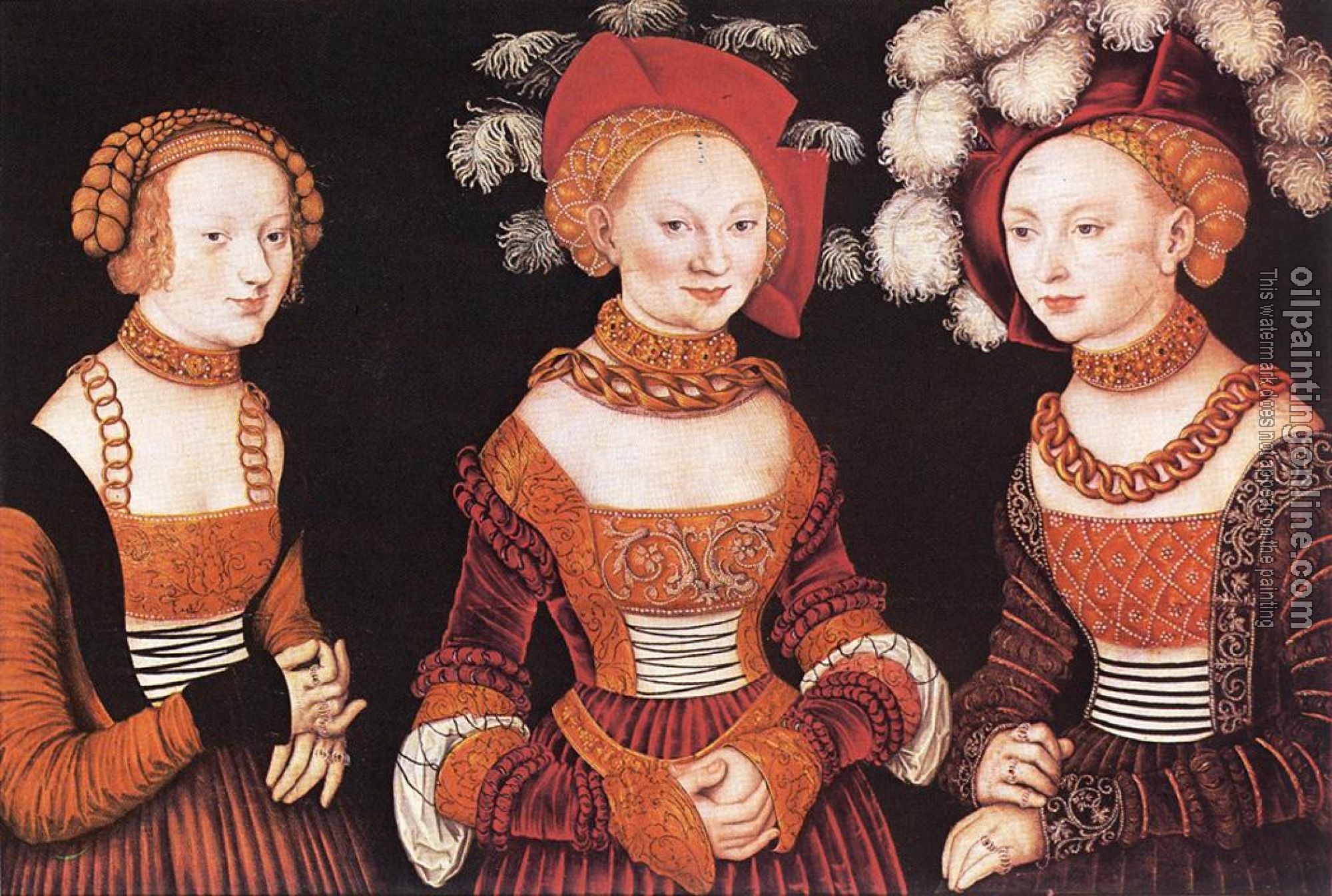 Lucas il Vecchio Cranach - Saxon Princesses Sibylla, Emilia and Sidonia